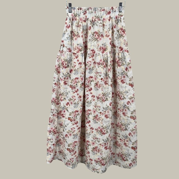 Altar'd State Dresses & Skirts - Altar'd State Maxi Skirt Womens XS Cream Floral Tiered Boho Cottagecore Romantic